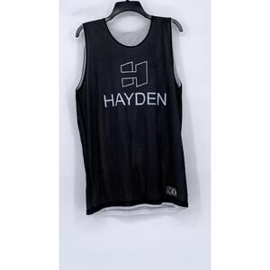 UNBRANDED Men’s Black-White Mesh Scoop-Neck Sleeveless Jersey SZ M